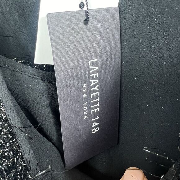 Lafayette 148 NY Black Averie Fringe Sequin Tank Top Sz XS Bling Party Camisole - Picture 14 of 14